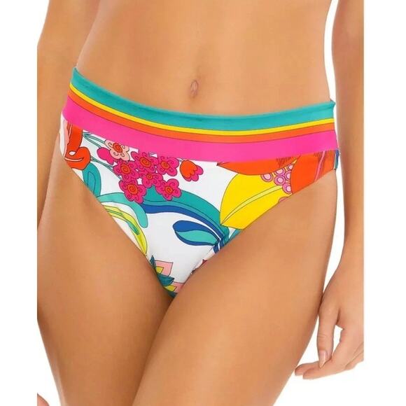 NWT Trina Turk Womens Fontaine High Waist Banded Printed Swim Bottom 14 - Picture 1 of 4